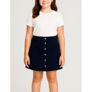 Amy Byer Girls Size 14 Button Front Corduroy Skirt – Navy Blue A-Line Mini